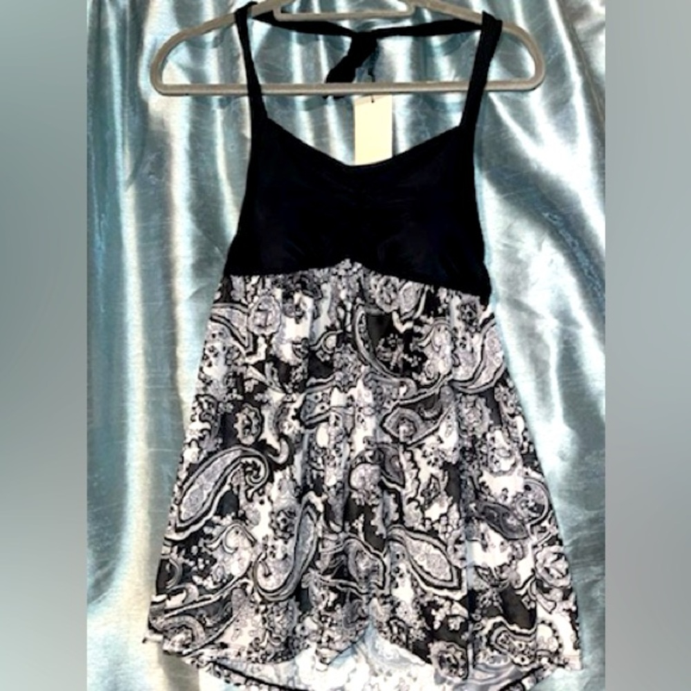 Tankini Swimdress V Neck Ruched Halter Swimsuit